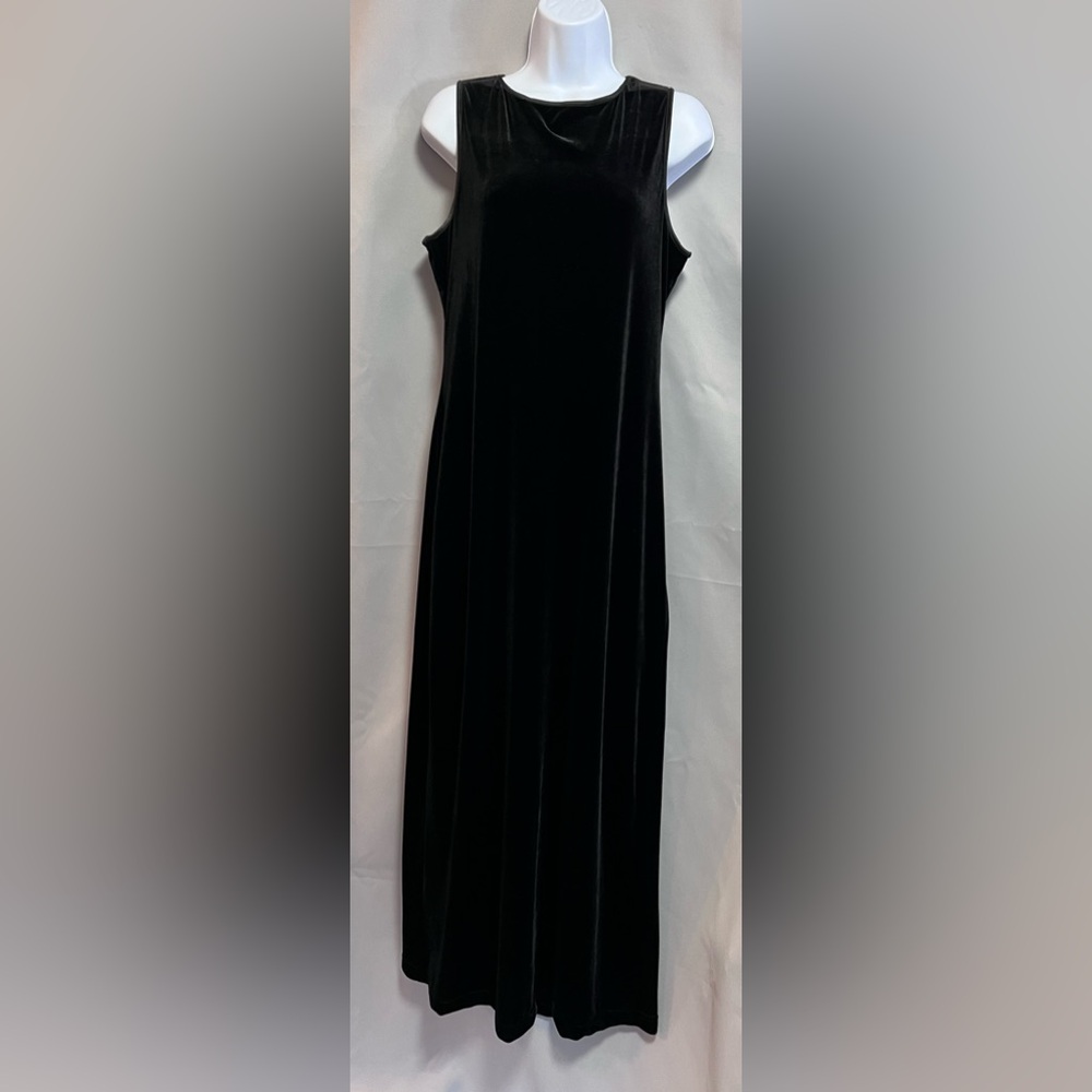 Vintage Y2K Mg Apparel Maxi Velvet‎ Black Dress Sz Large Women’s Sleeveless